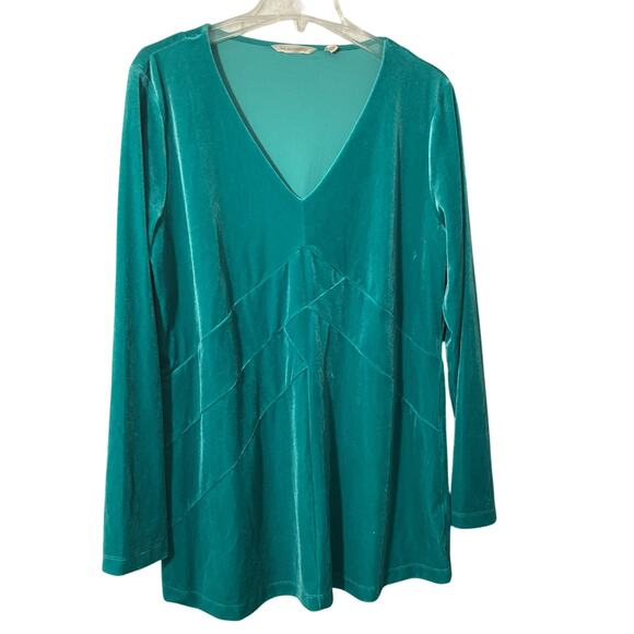 Soft Surroundings Teal Green Velour Tunic Size Large - Picture 1 of 6